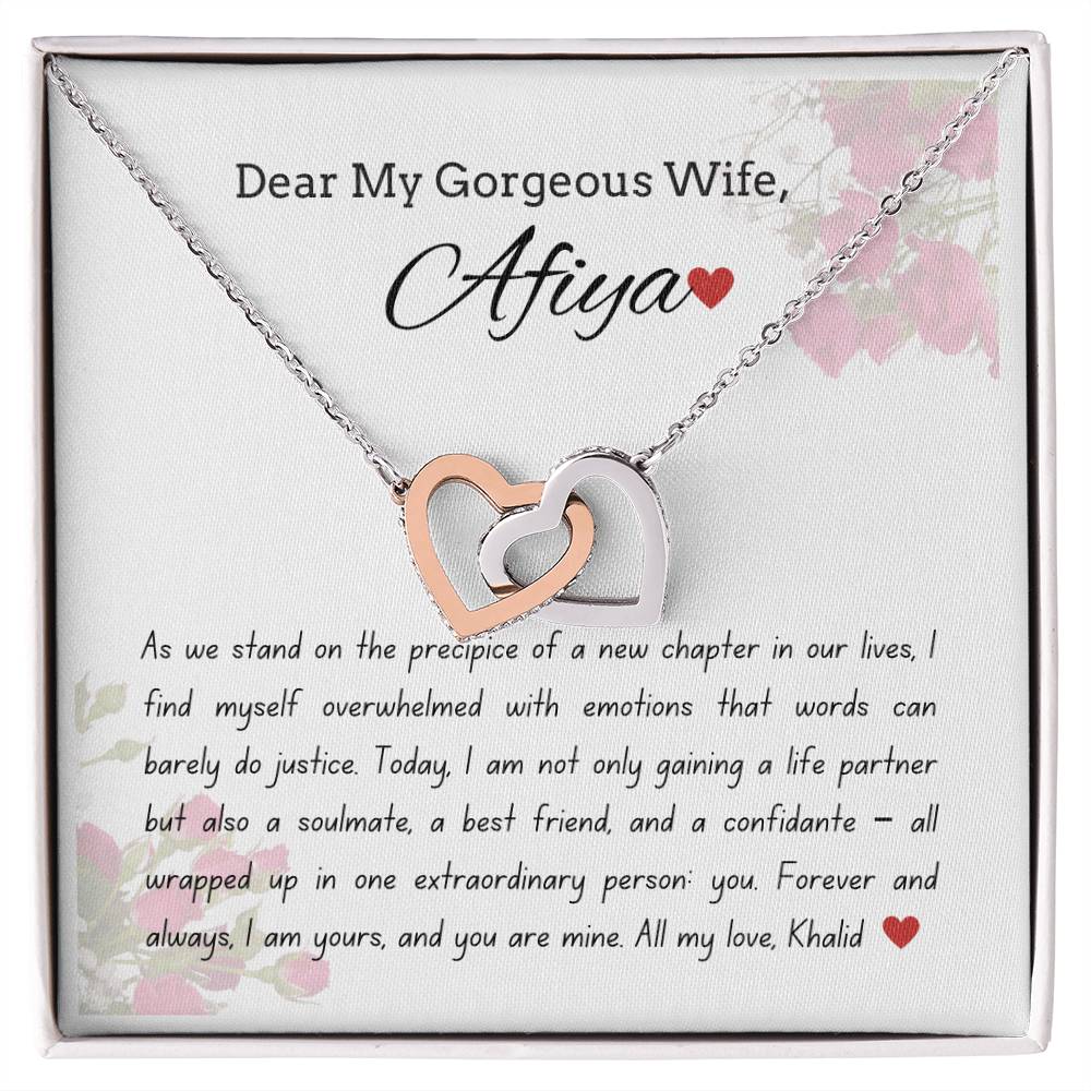 To My Gorgeous Wife - Starting A New Chapter - Interlock Heart Necklace