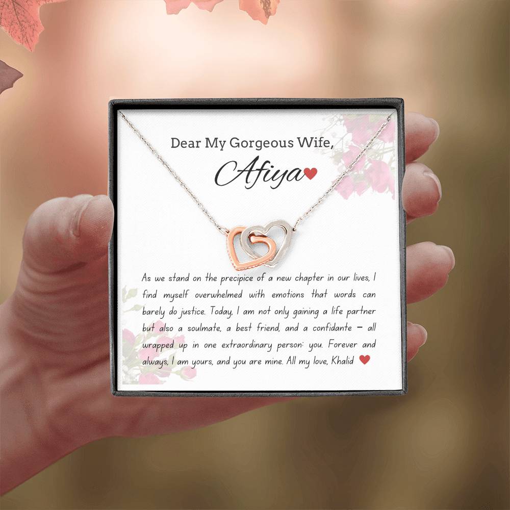 To My Gorgeous Wife - Starting A New Chapter - Interlock Heart Necklace