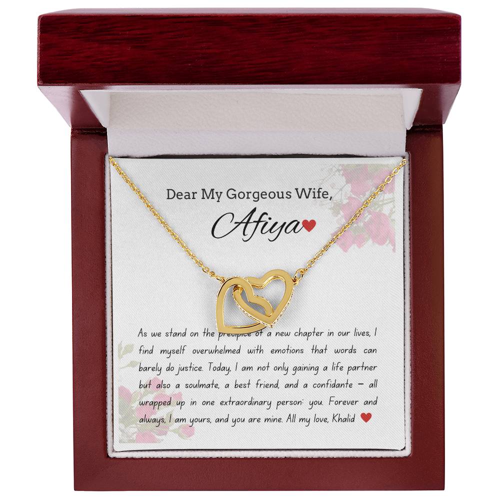 To My Gorgeous Wife - Starting A New Chapter - Interlock Heart Necklace