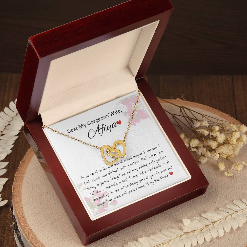To My Gorgeous Wife - Starting A New Chapter - Interlock Heart Necklace