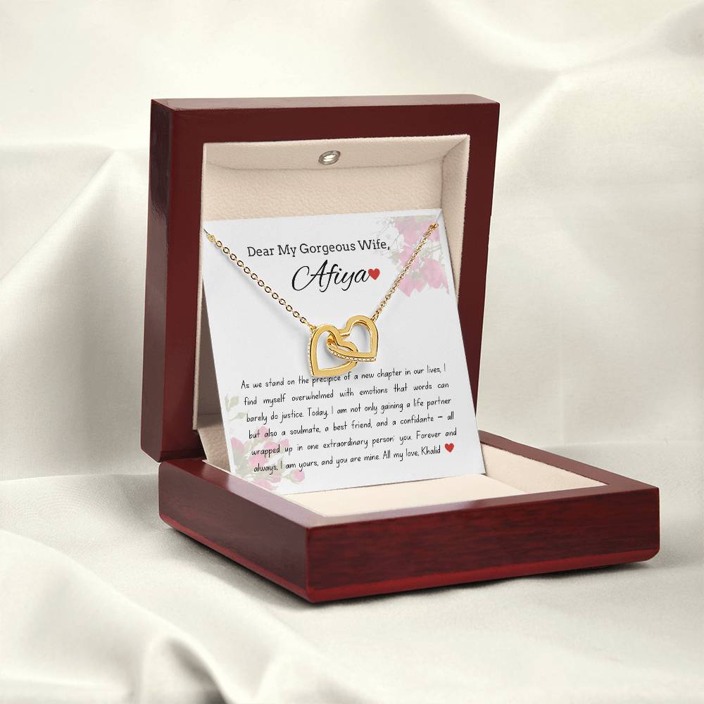To My Gorgeous Wife - Starting A New Chapter - Interlock Heart Necklace