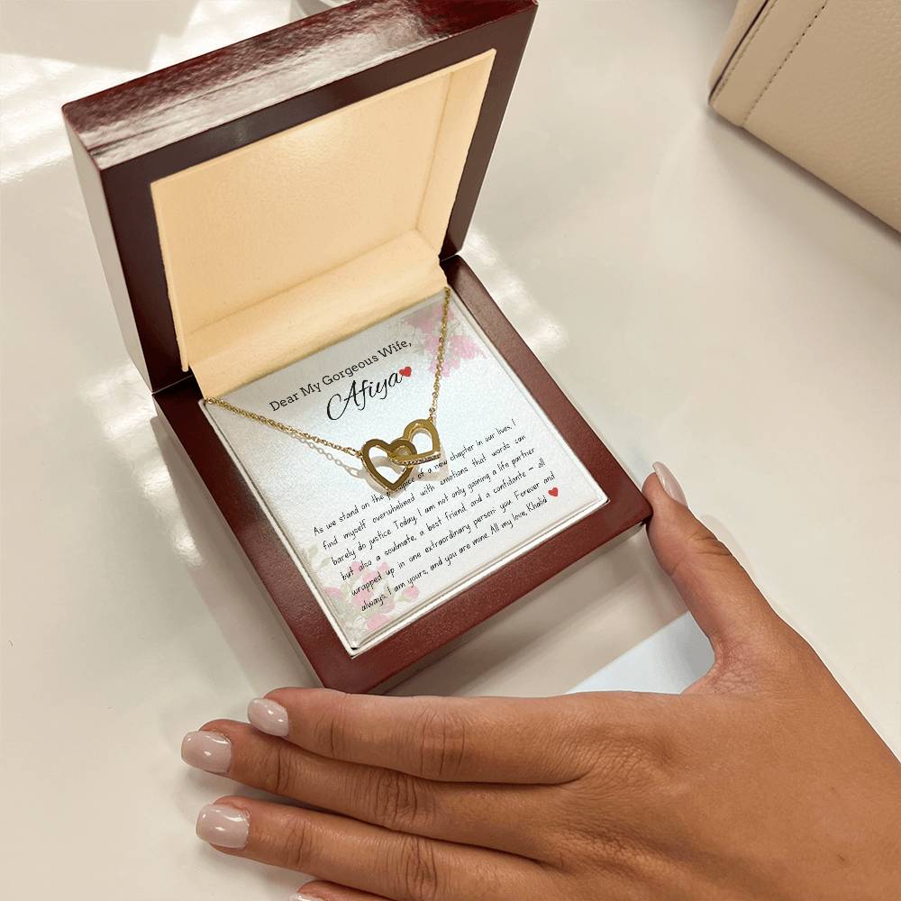 To My Gorgeous Wife - Starting A New Chapter - Interlock Heart Necklace