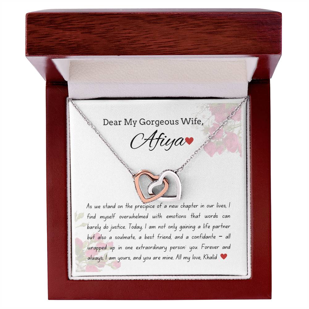 To My Gorgeous Wife - Starting A New Chapter - Interlock Heart Necklace