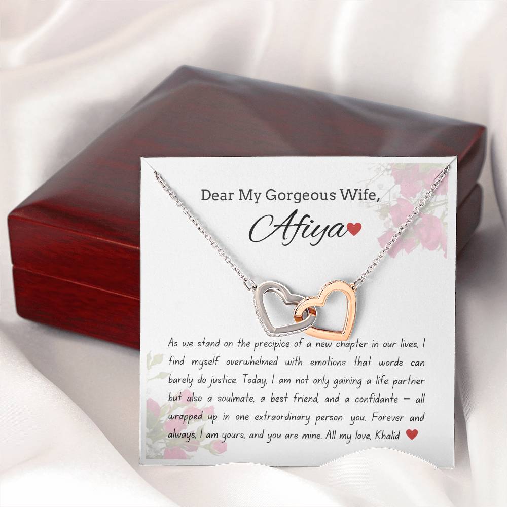 To My Gorgeous Wife - Starting A New Chapter - Interlock Heart Necklace