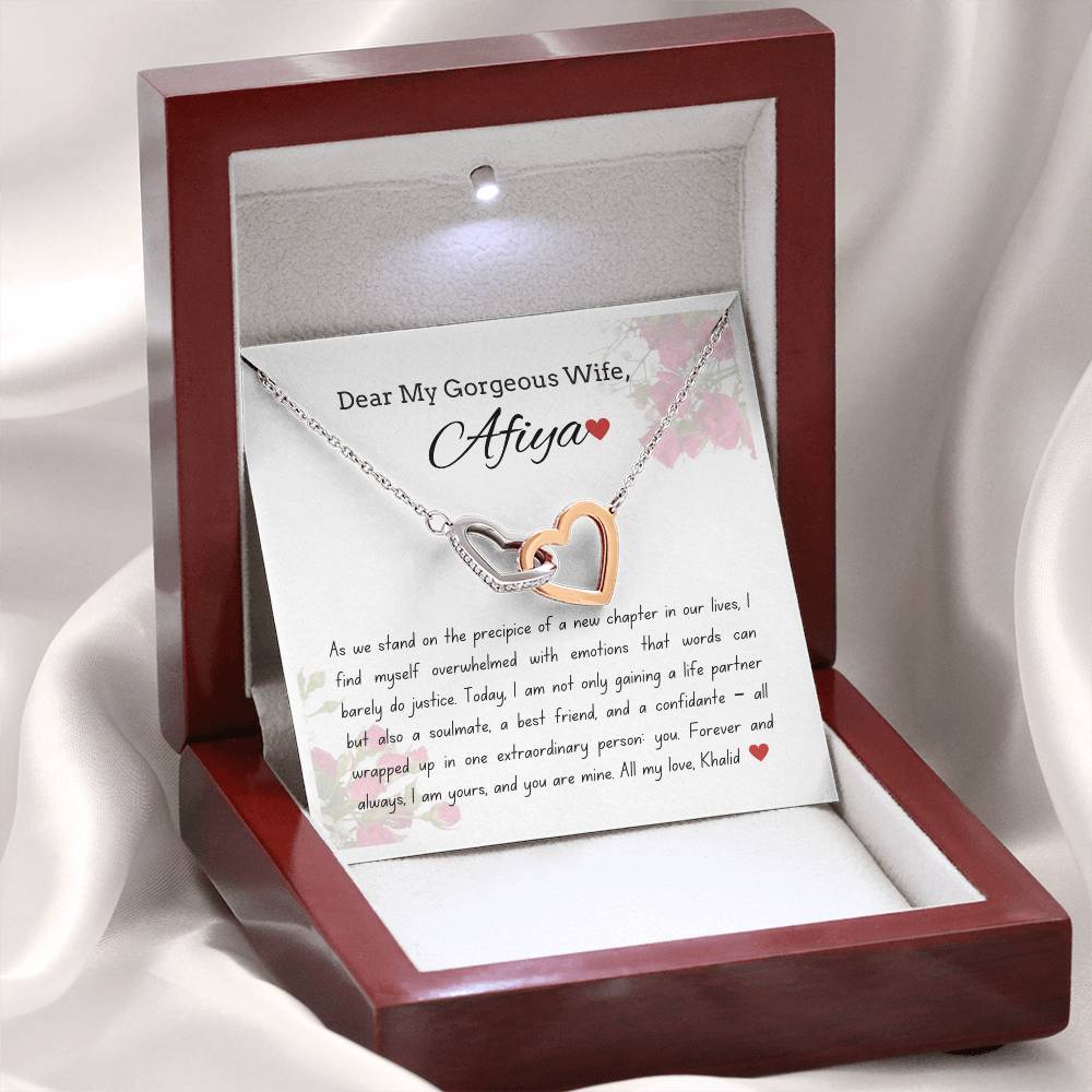 To My Gorgeous Wife - Starting A New Chapter - Interlock Heart Necklace