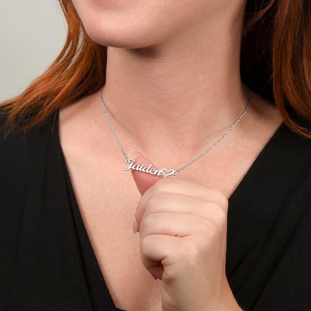 To My Wife - Wedding Anniversary Gift - Name Necklace + Heart Character