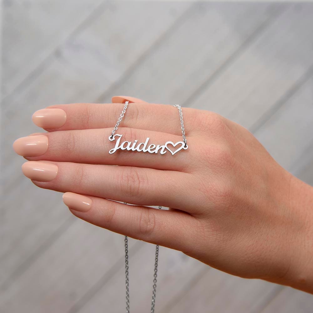 To My Wife - Wedding Anniversary Gift - Name Necklace + Heart Character