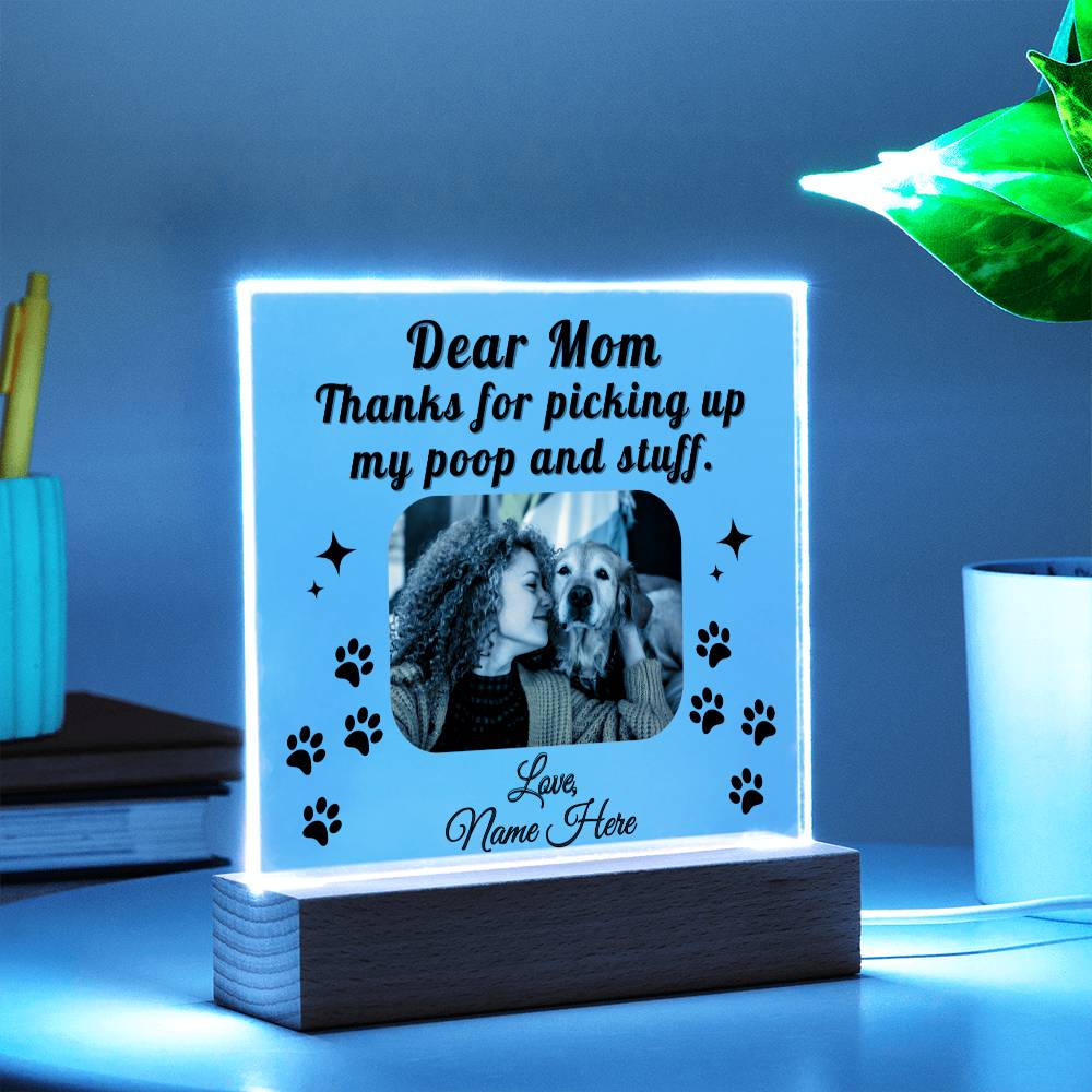 Hilarious Square Acrylic Plaque For Dog Moms,Dog Dads, Dog Lovers