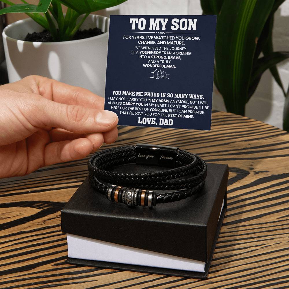 To My Son - You Make Me Proud In So Many Ways - Men's "Love You Forever" Bracelet