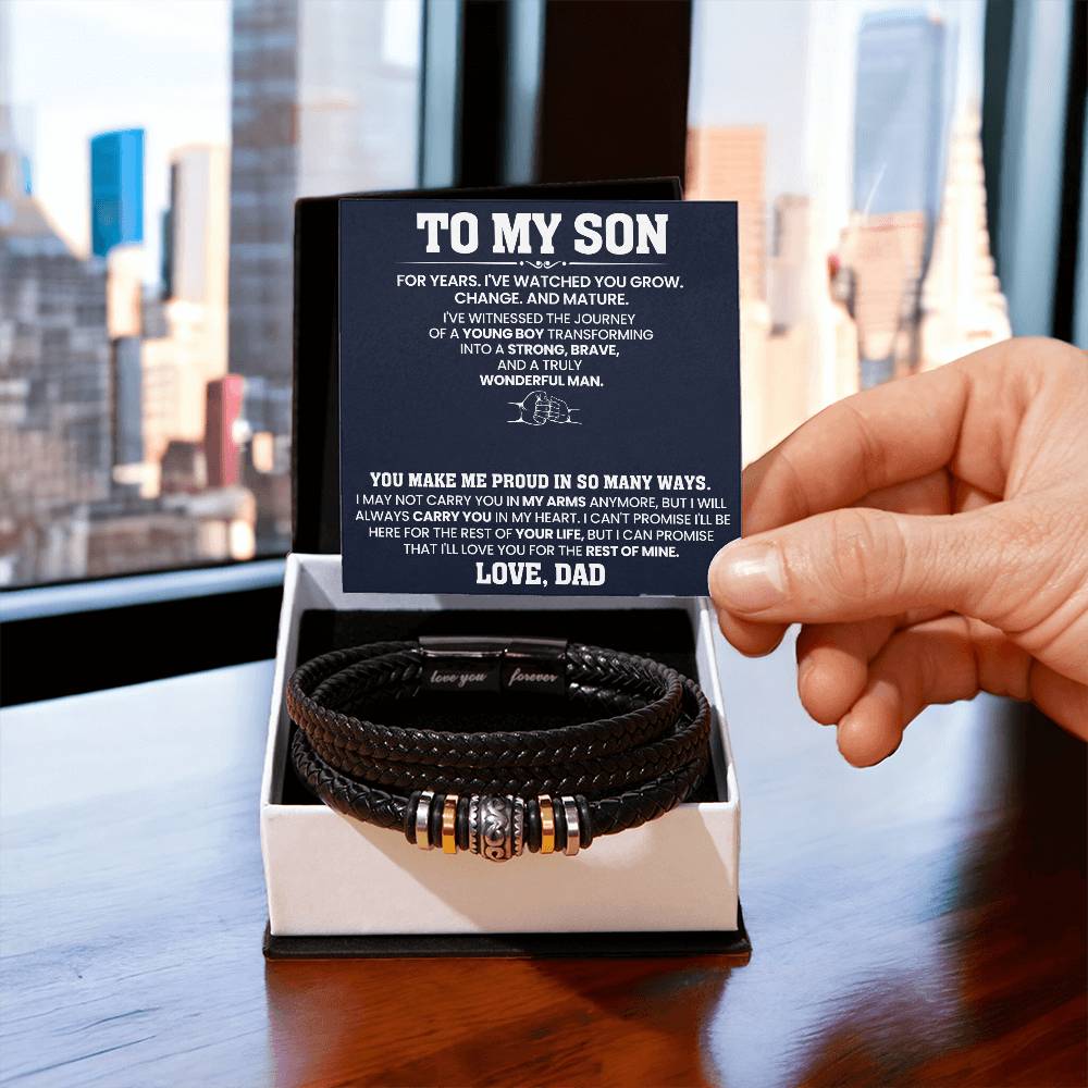 To My Son - You Make Me Proud In So Many Ways - Men's "Love You Forever" Bracelet
