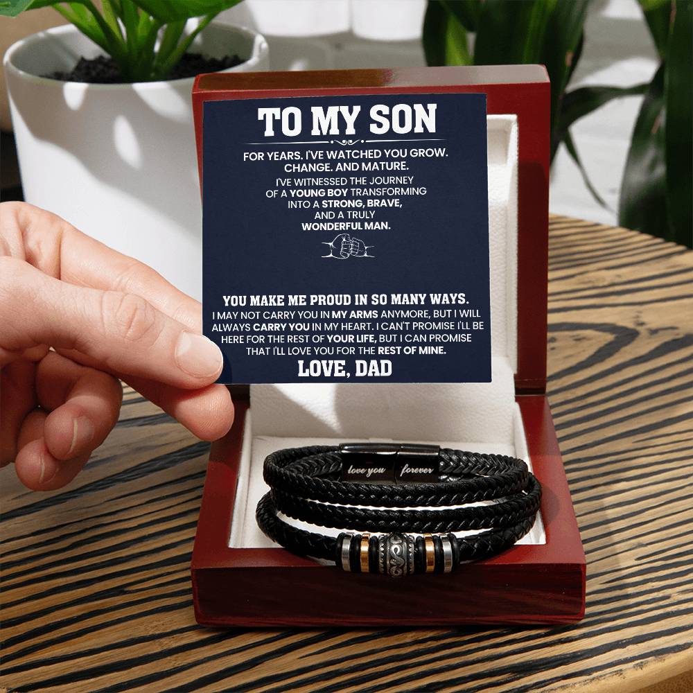 To My Son - You Make Me Proud In So Many Ways - Men's "Love You Forever" Bracelet