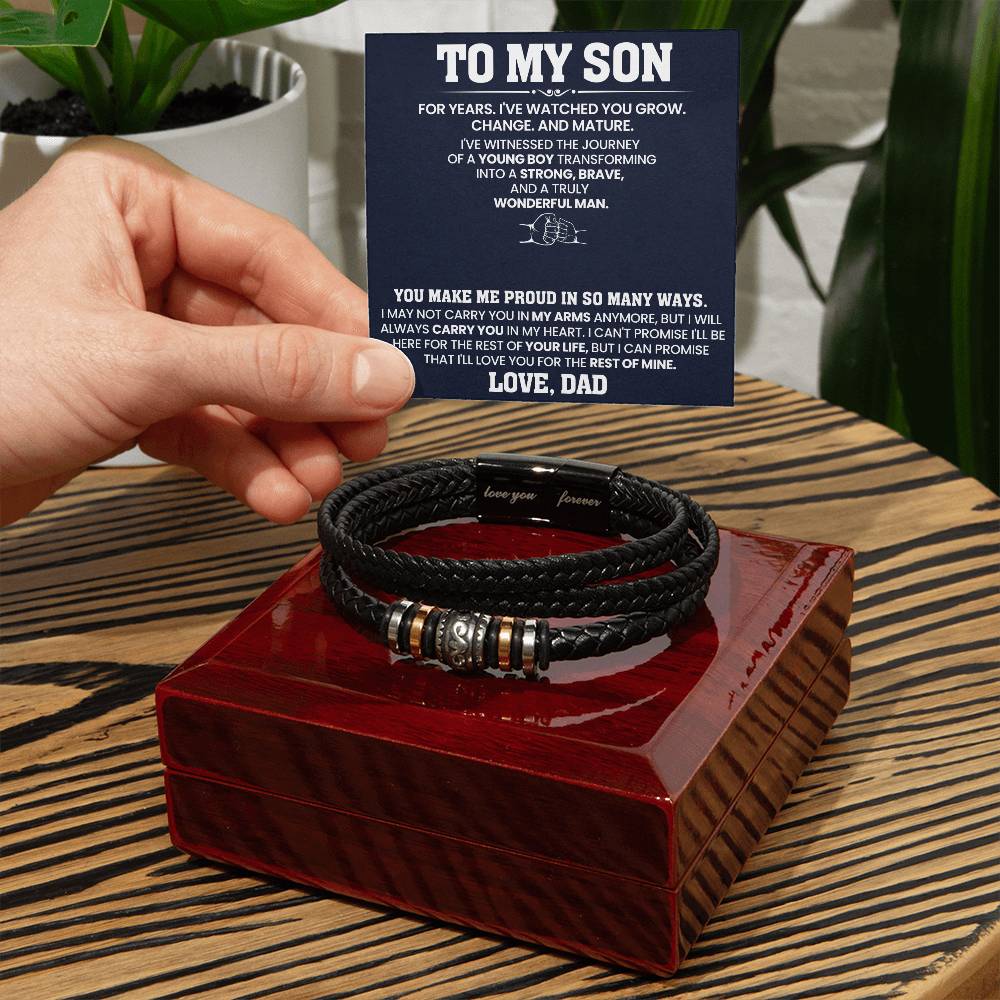 To My Son - You Make Me Proud In So Many Ways - Men's "Love You Forever" Bracelet