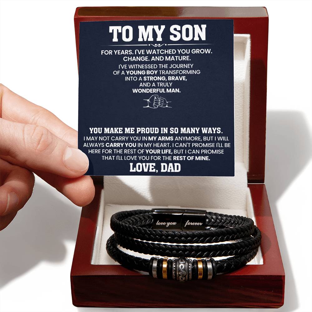 To My Son - You Make Me Proud In So Many Ways - Men's "Love You Forever" Bracelet