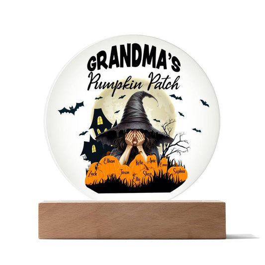 Printed Circle Acrylic Plaque - Grandma's Pumpkin Patch