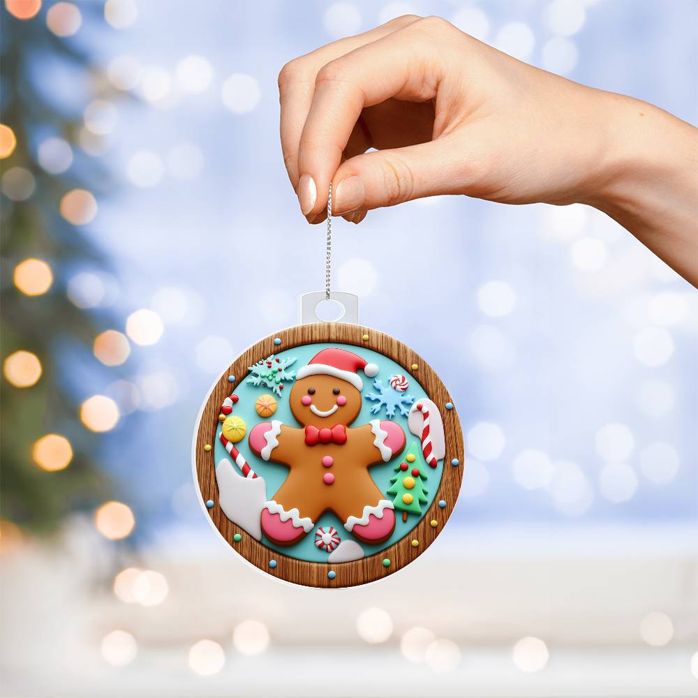 Gingerbread Man Acrylic Ornament πͺπ