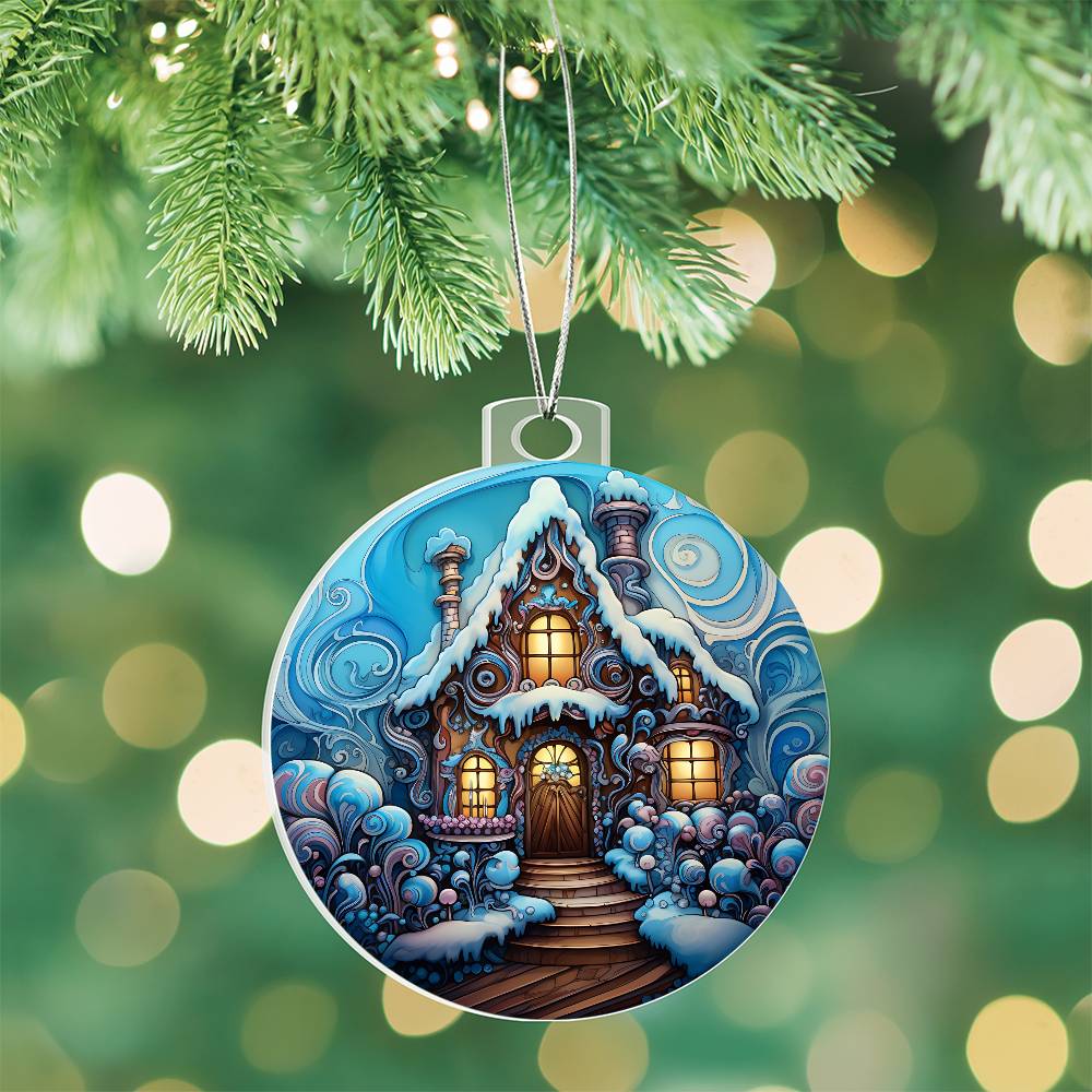 🏡 Enchanted Cottage Winter Acrylic Ornament 🏡