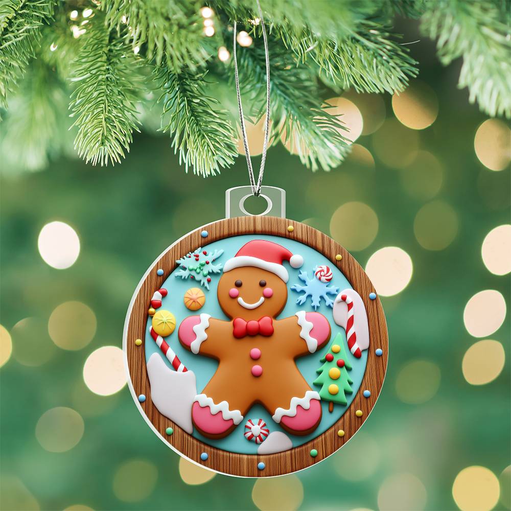 Gingerbread Man Acrylic Ornament πͺπ