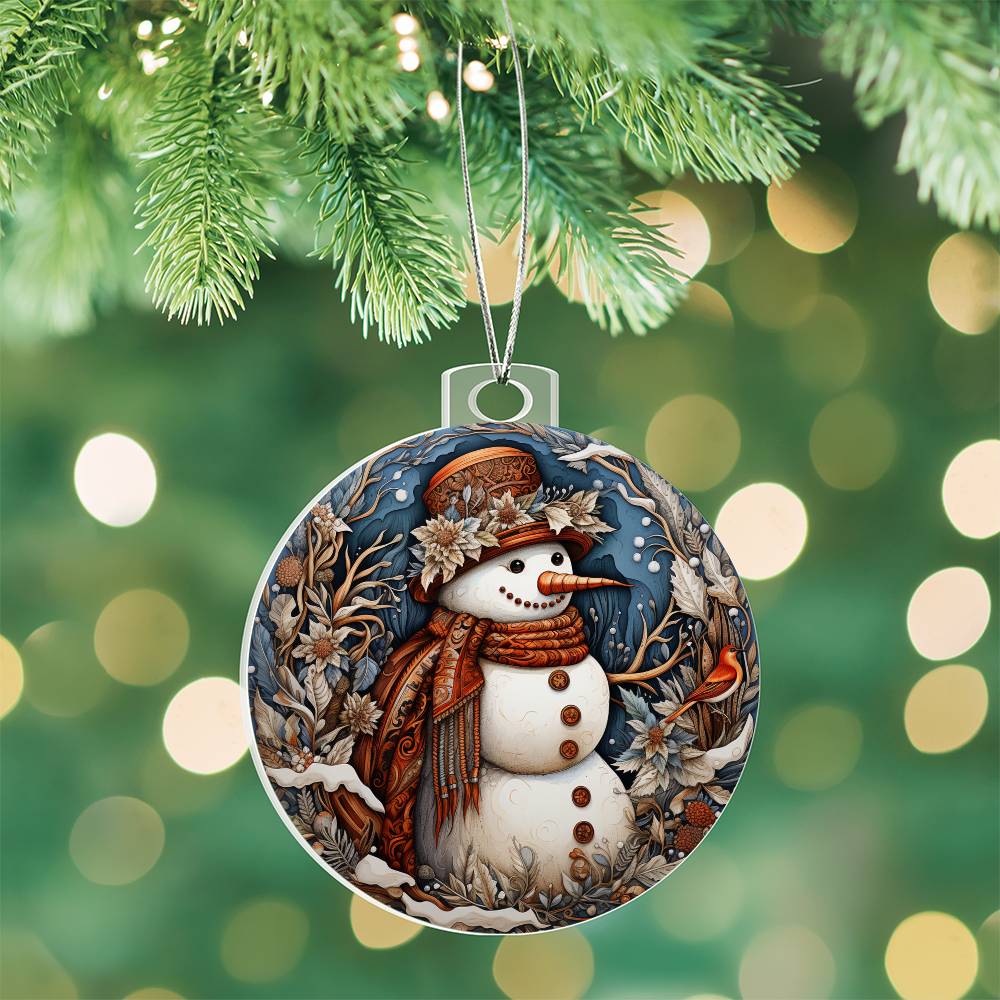 Rustic Snowman Charm Acrylic Ornament โ๐