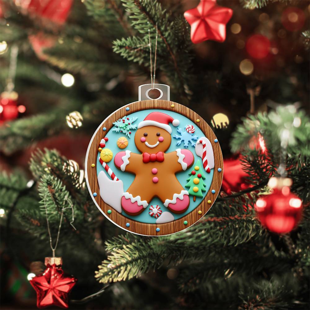 Gingerbread Man Acrylic Ornament πͺπ