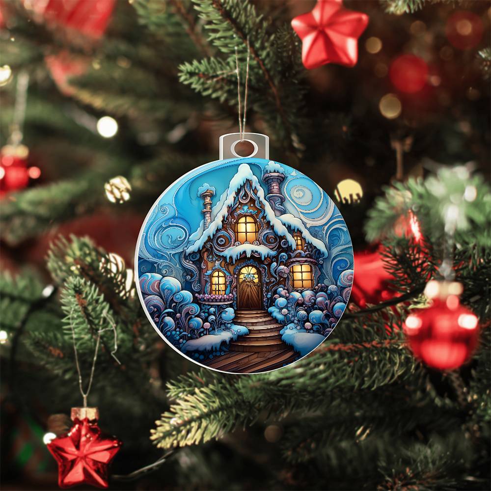 🏡 Enchanted Cottage Winter Acrylic Ornament 🏡