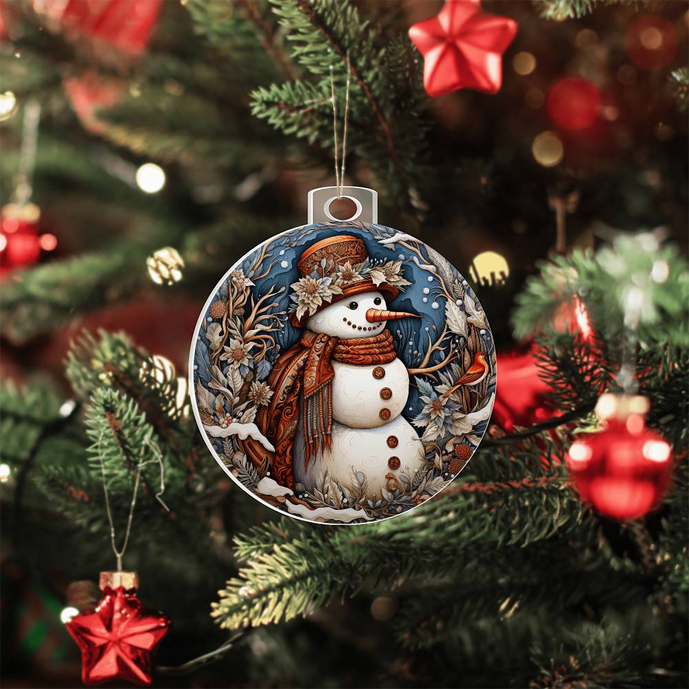 Rustic Snowman Charm Acrylic Ornament โ๐