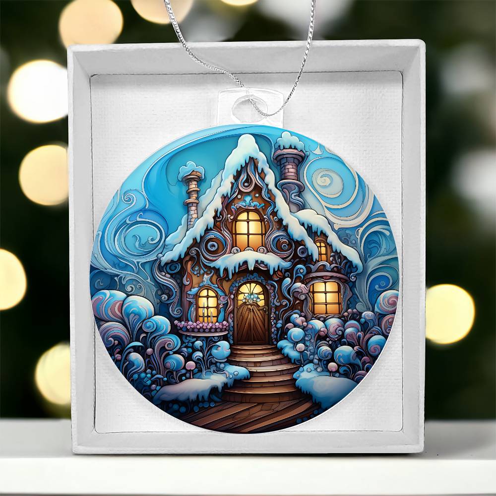 🏡 Enchanted Cottage Winter Acrylic Ornament 🏡
