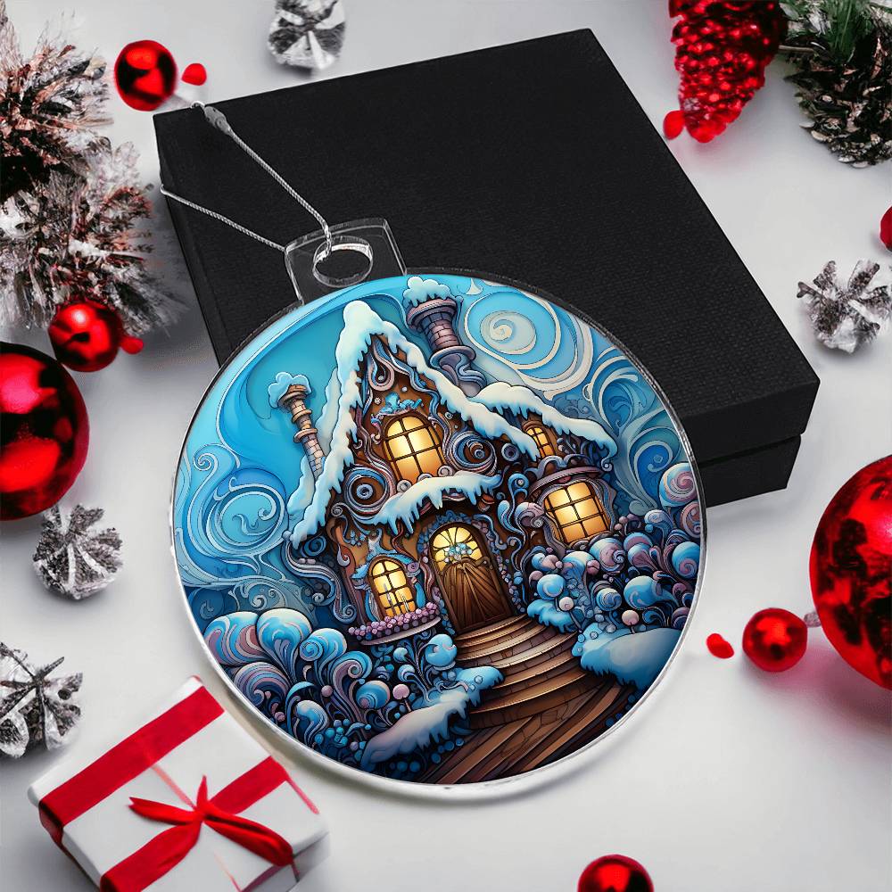 🏡 Enchanted Cottage Winter Acrylic Ornament 🏡