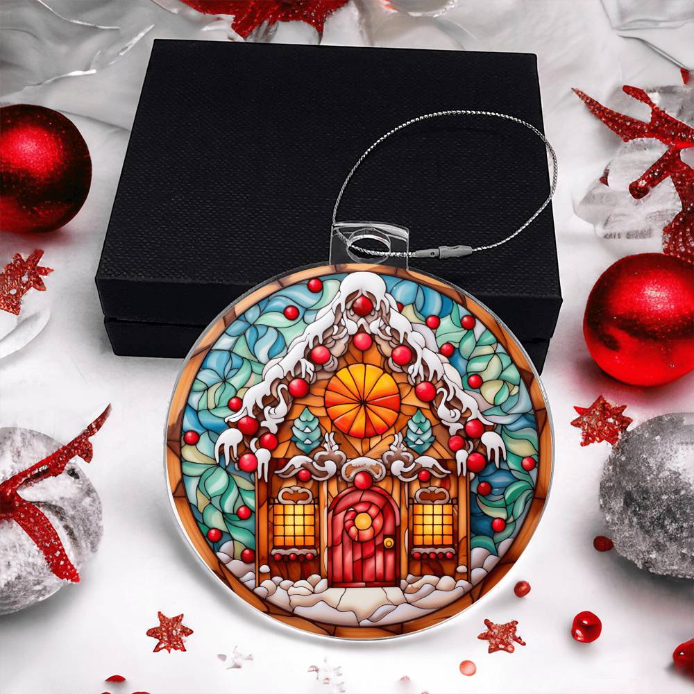Whimsical Gingerbread Cottage Acrylic Ornament🍬🏠