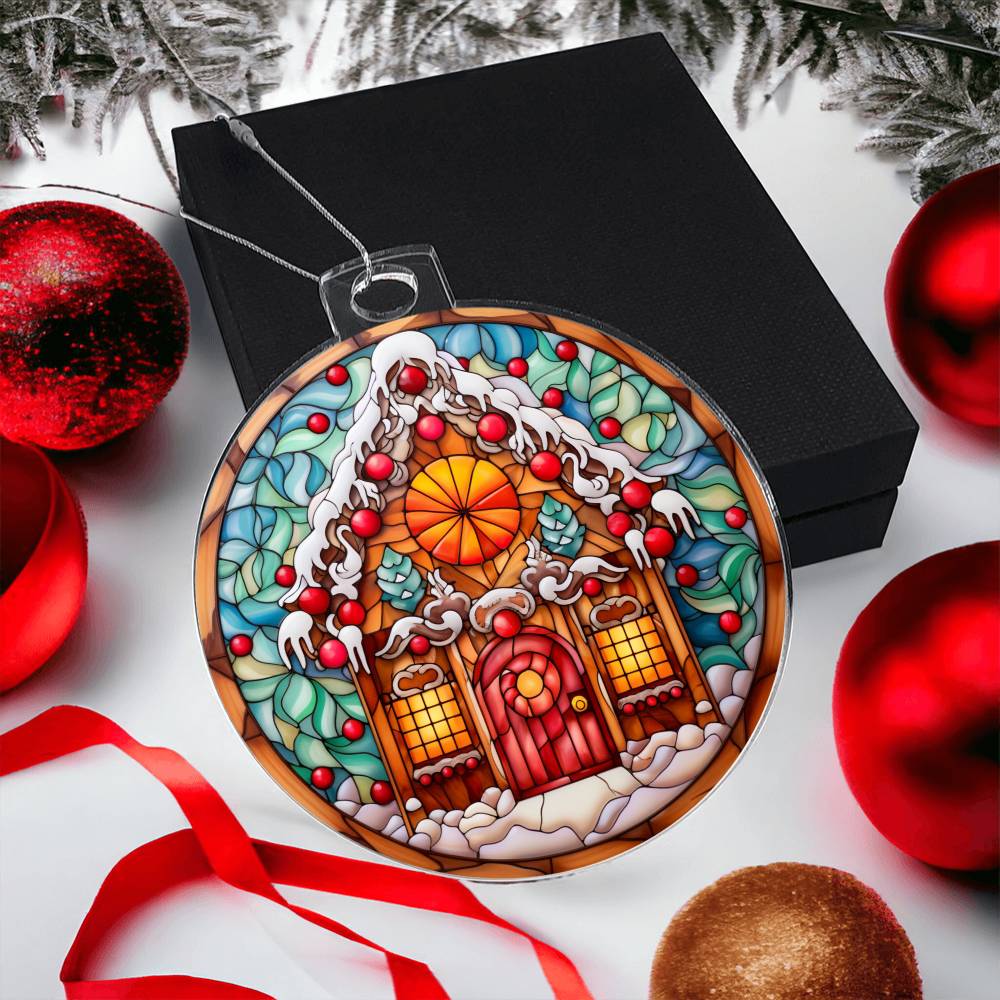 Whimsical Gingerbread Cottage Acrylic Ornament🍬🏠