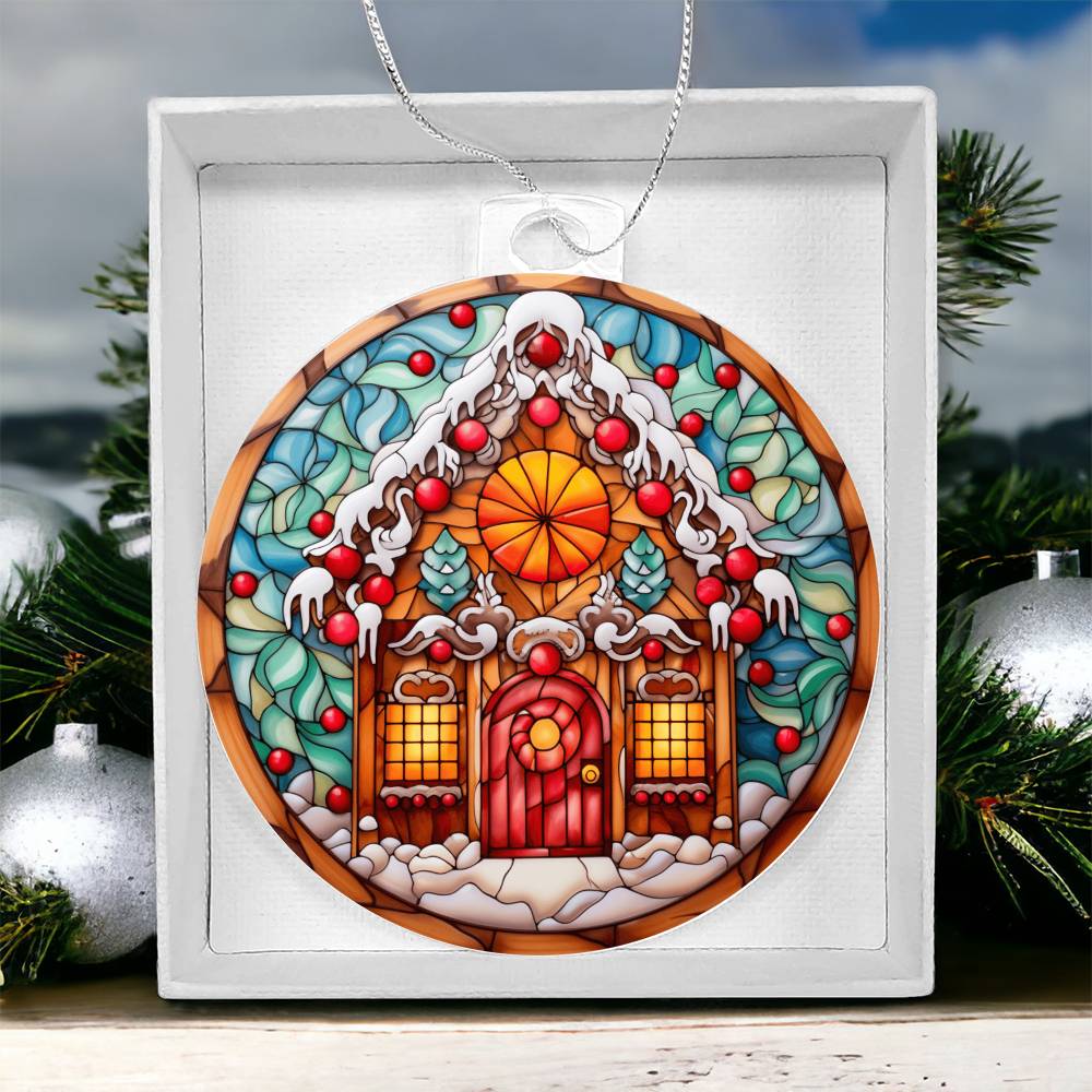 Whimsical Gingerbread Cottage Acrylic Ornament🍬🏠