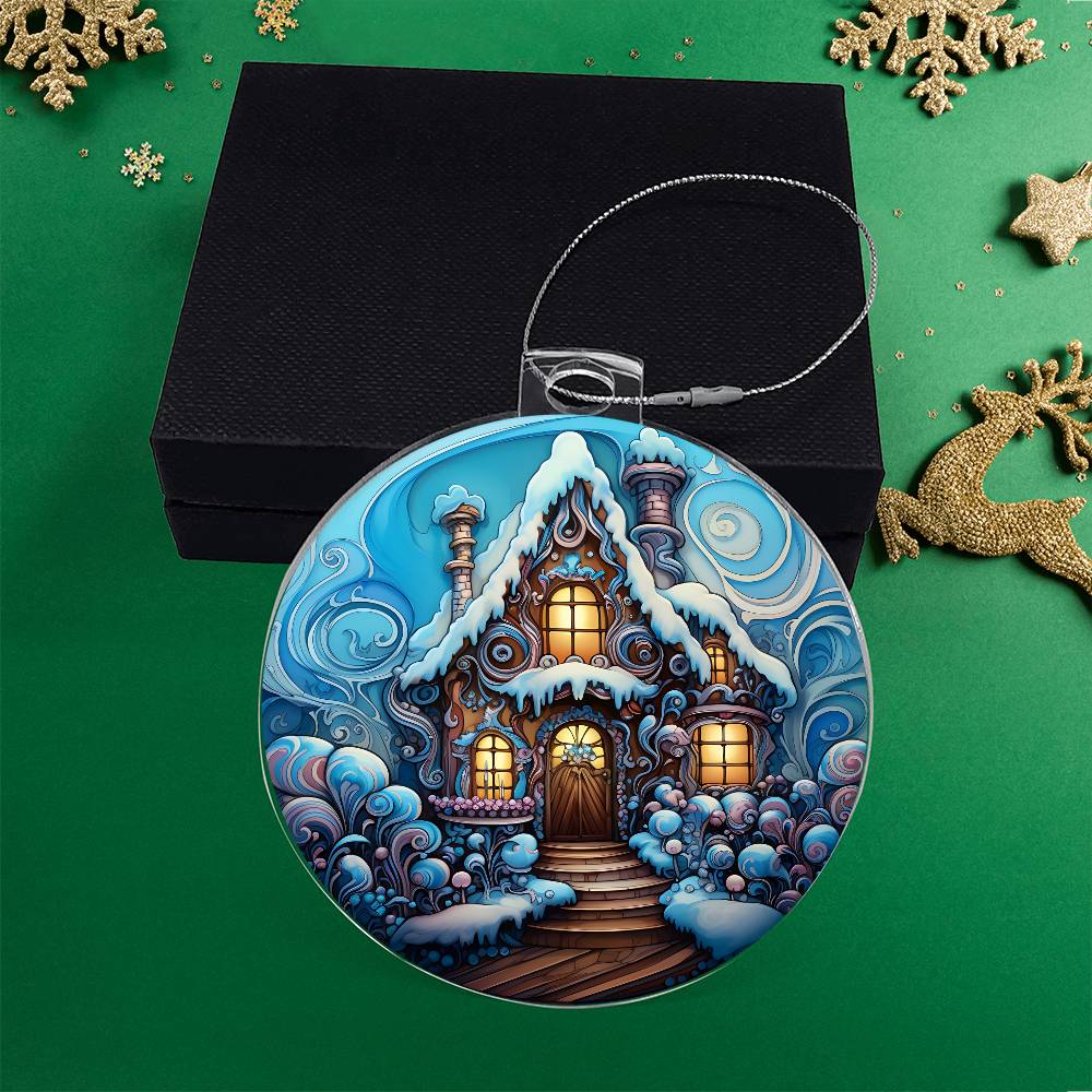 🏡 Enchanted Cottage Winter Acrylic Ornament 🏡