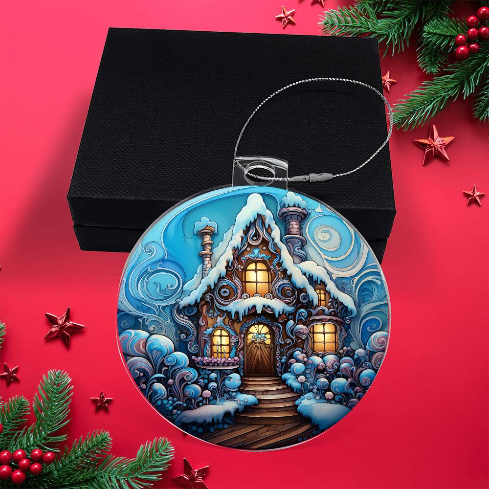 🏡 Enchanted Cottage Winter Acrylic Ornament 🏡