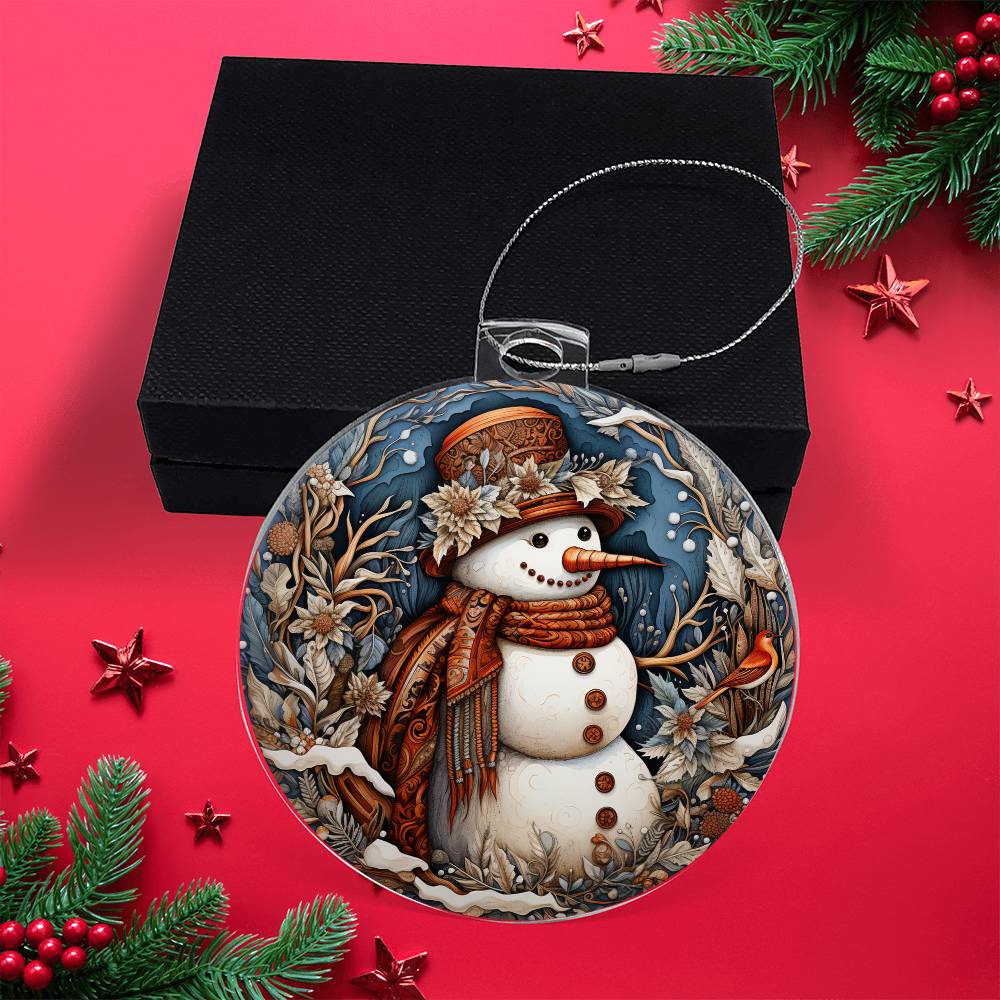 Rustic Snowman Charm Acrylic Ornament โ๐