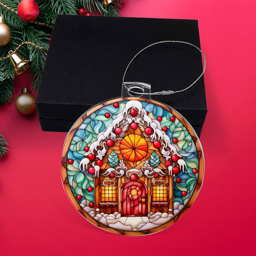 Whimsical Gingerbread Cottage Acrylic Ornament🍬🏠