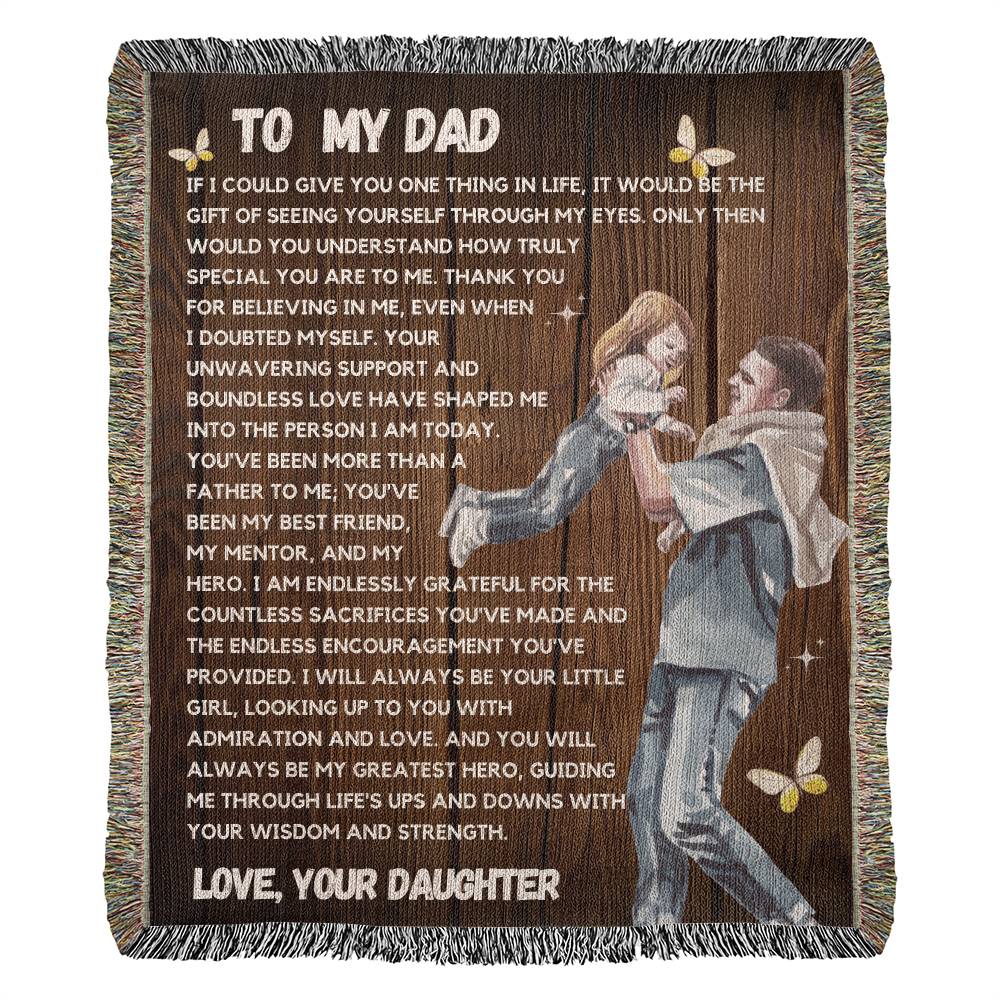 Unforgettable Bond: Heirloom Woven Blanket for Daughter's Superhero Dad