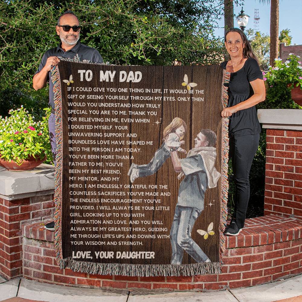 Unforgettable Bond: Heirloom Woven Blanket for Daughter's Superhero Dad