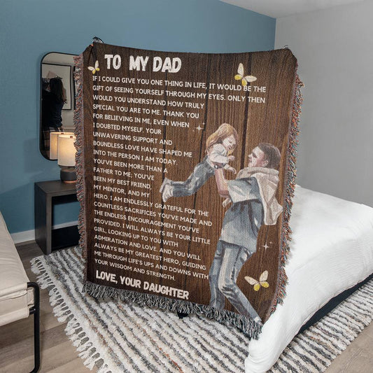 Unforgettable Bond: Heirloom Woven Blanket for Daughter's Superhero Dad