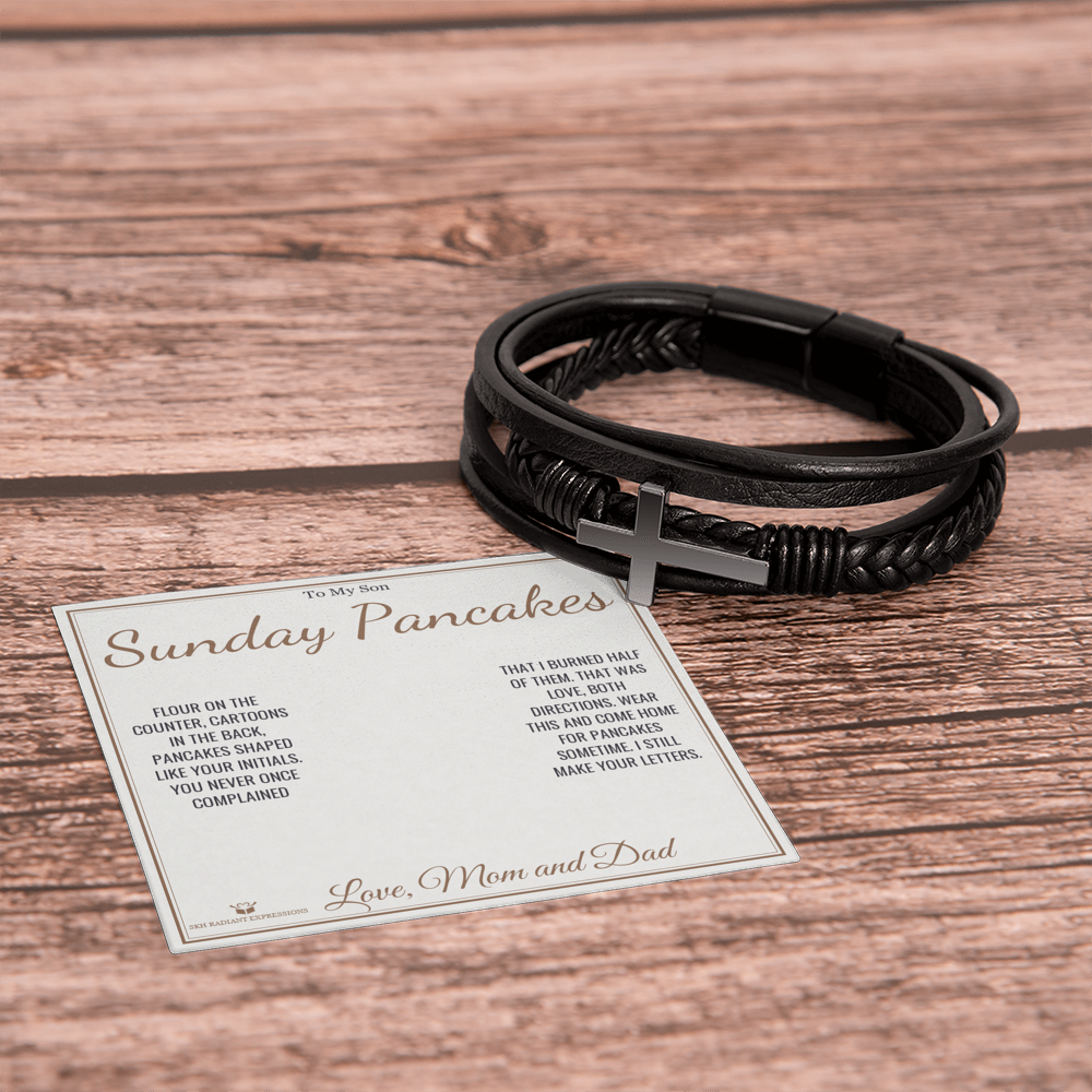 Sunday Pancakes - Men's Cross Bracelet for Son