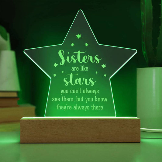 Engraved Acrylic Star Plaque - Sisters Are Like Stars