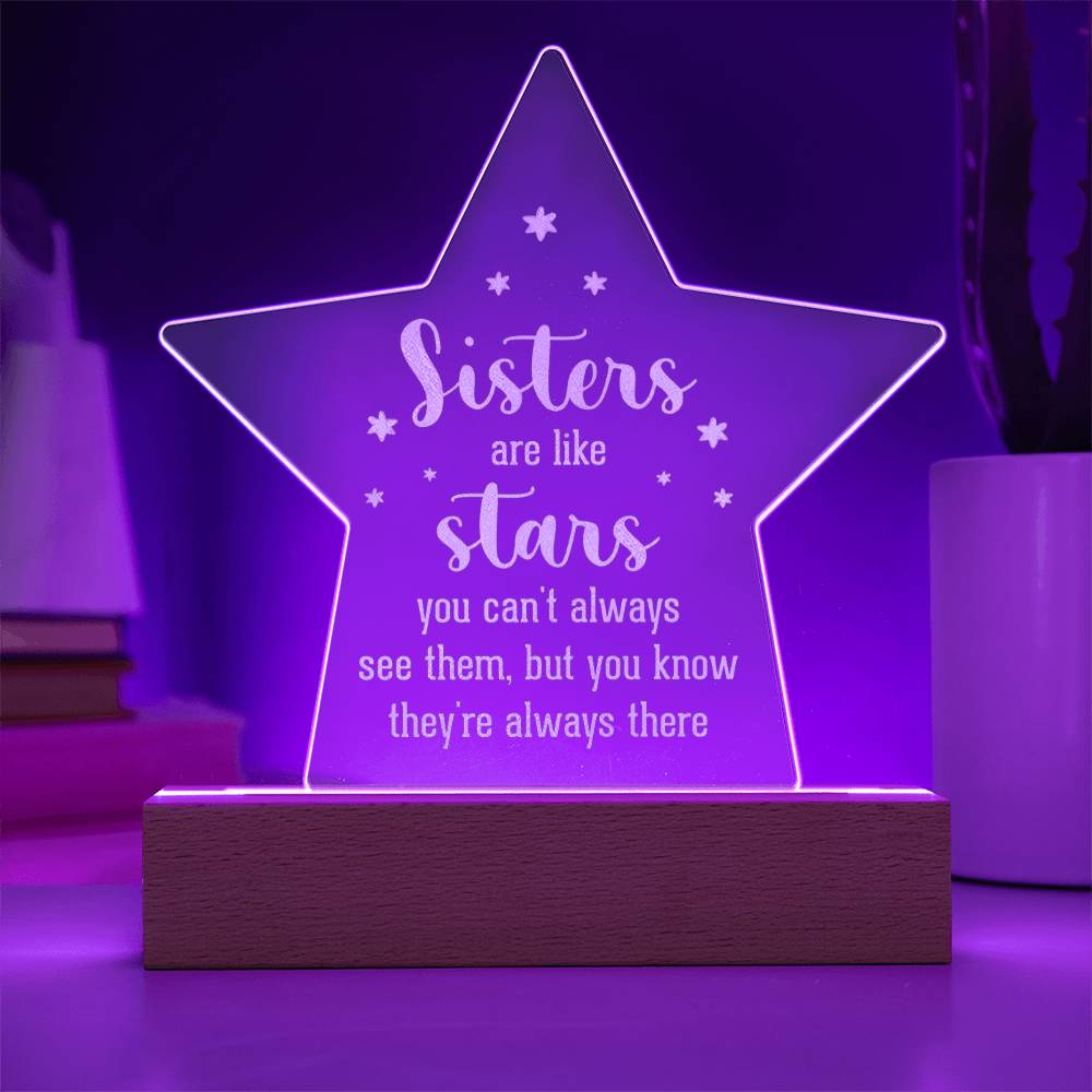 Engraved Acrylic Star Plaque - Sisters Are Like Stars