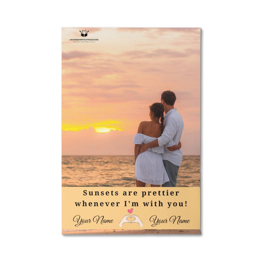 Personalized Sunset Love Gallery Wrapped Canvas: Your Names & Photo - A Heartfelt Gift For Couples