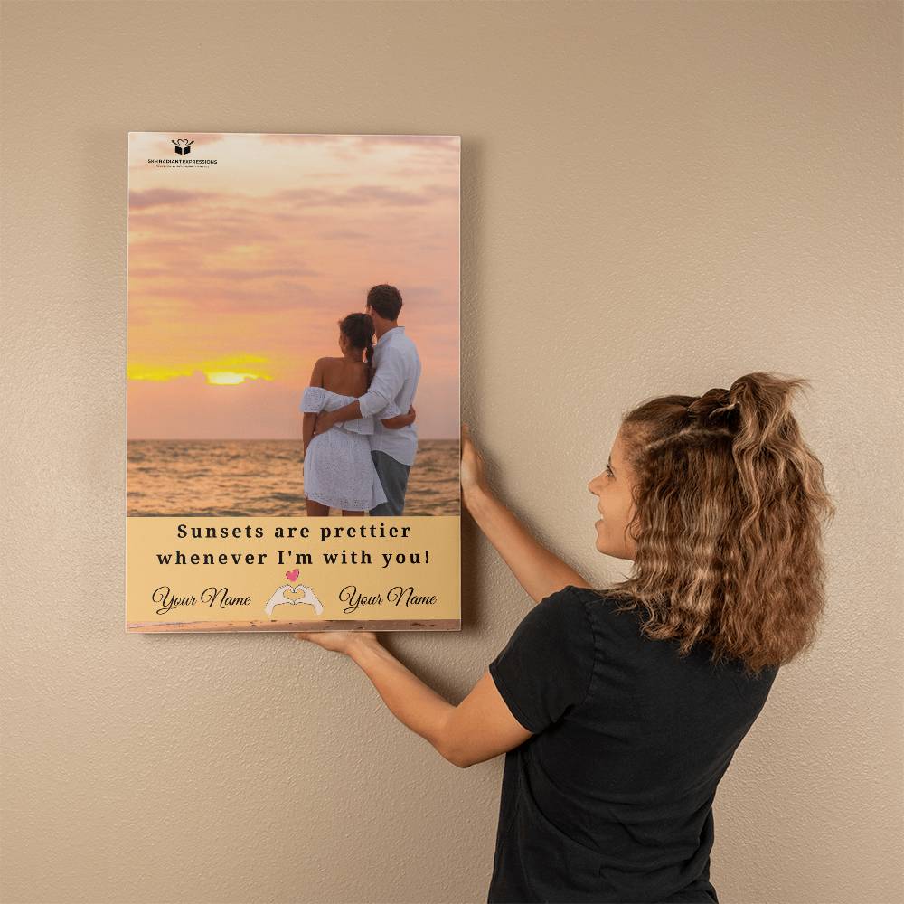 Personalized Sunset Love Gallery Wrapped Canvas: Your Names & Photo - A Heartfelt Gift For Couples