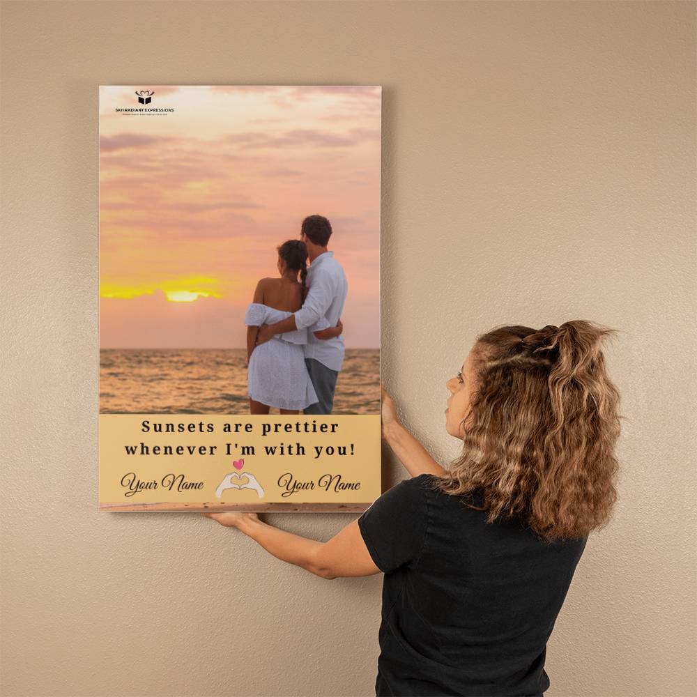 Personalized Sunset Love Gallery Wrapped Canvas: Your Names & Photo - A Heartfelt Gift For Couples