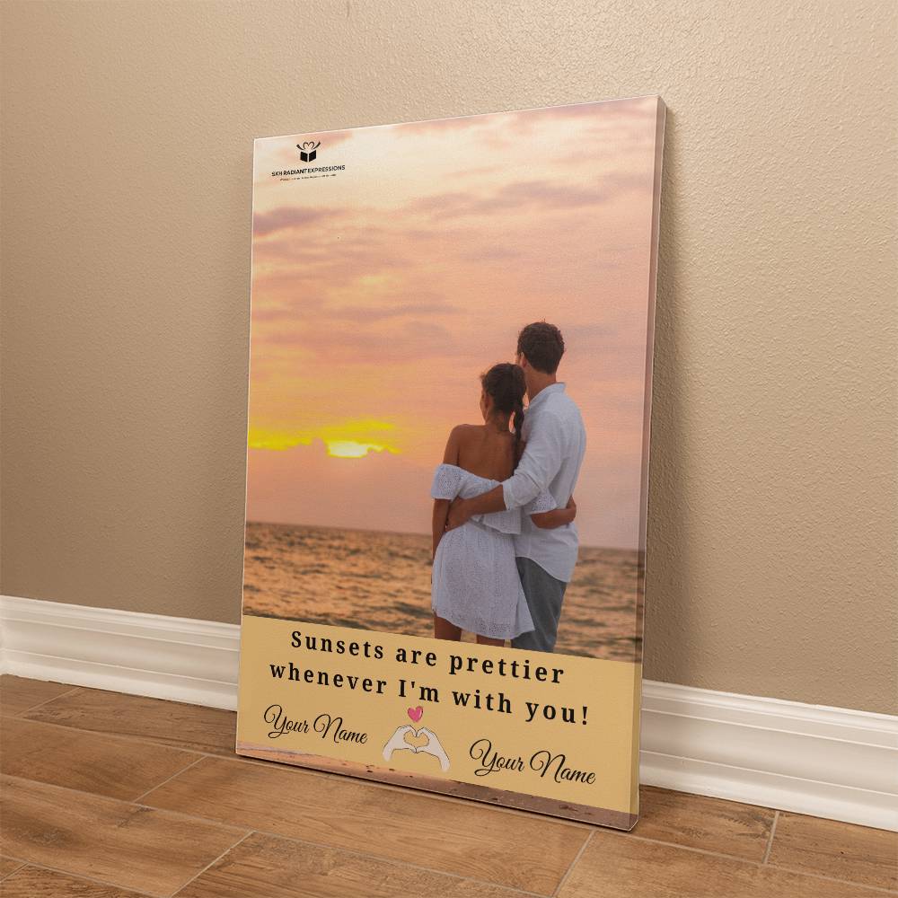 Personalized Sunset Love Gallery Wrapped Canvas: Your Names & Photo - A Heartfelt Gift For Couples