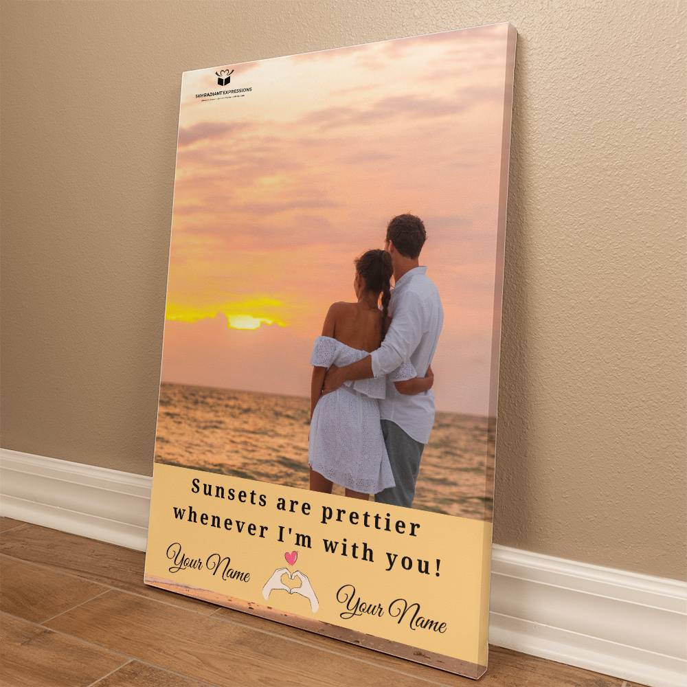 Personalized Sunset Love Gallery Wrapped Canvas: Your Names & Photo - A Heartfelt Gift For Couples