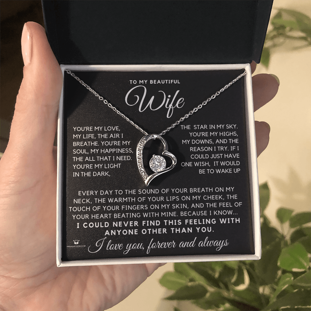 To My Beautiful Wife - You're My Love, My Life, My Everything - Forever Love Necklace