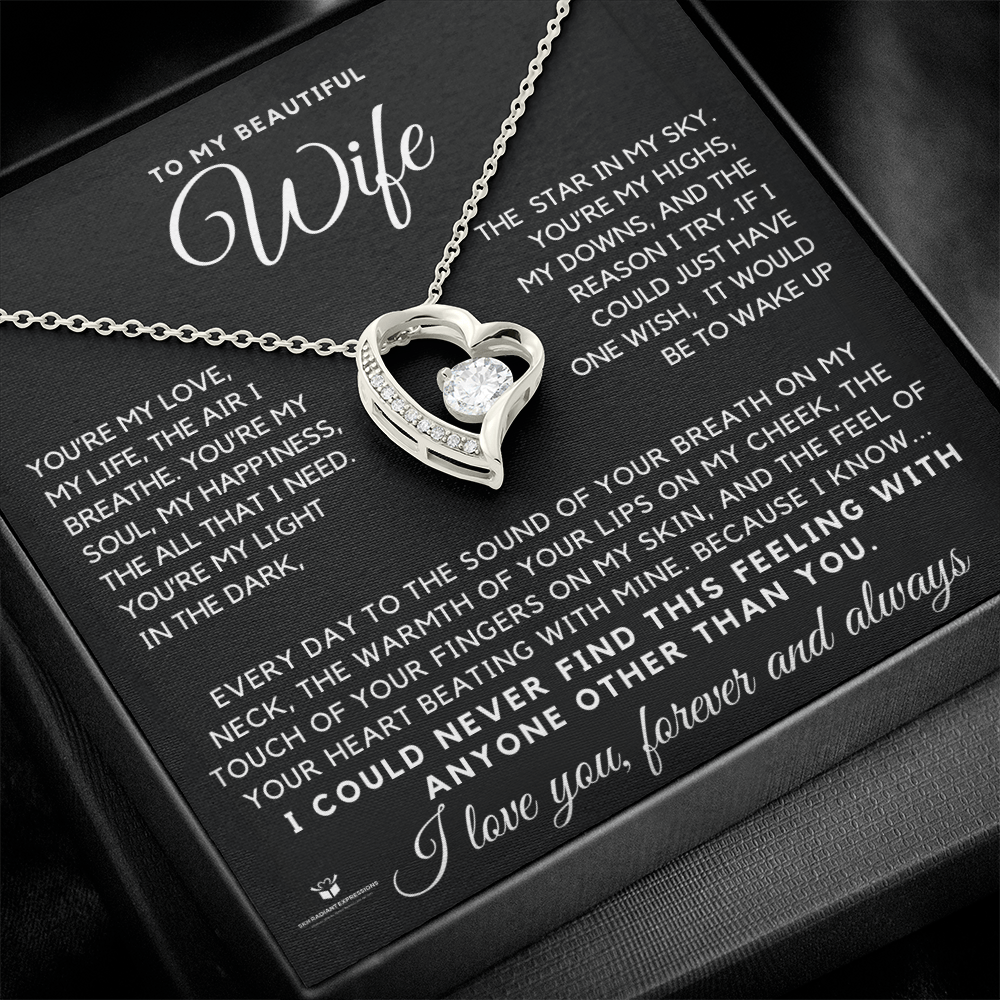 To My Beautiful Wife - You're My Love, My Life, My Everything - Forever Love Necklace