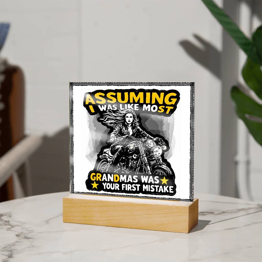 Bold Grandma on Wheels: Unique Acrylic Plaque for Fearless Grandmothers