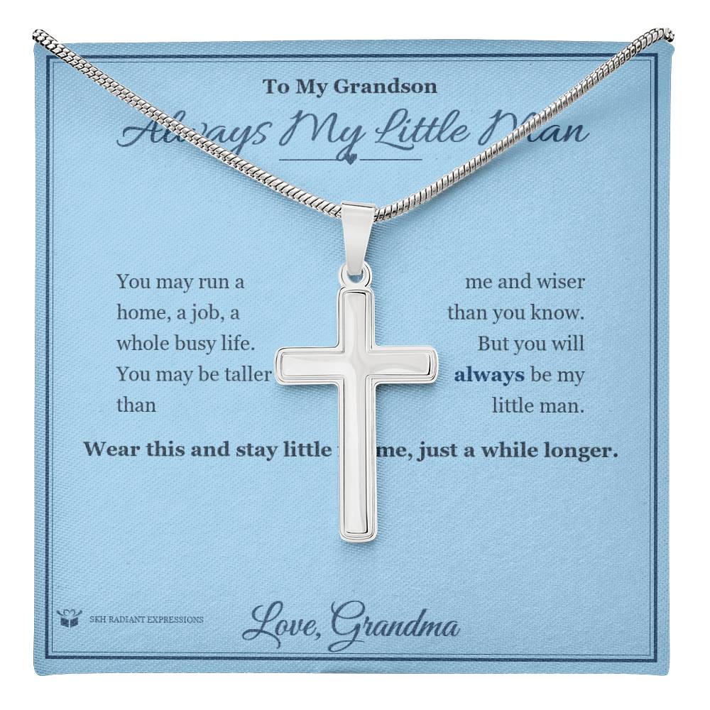 Always My Little Man - Artisan Cross Necklace for Grandson