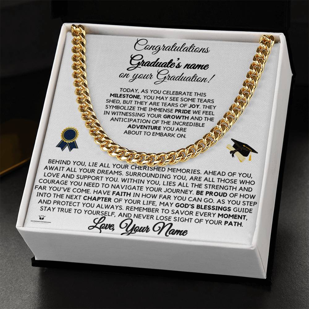 To My Boy - Congratulations on Your Graduation: A Journey of Love and Achievement - Cuban Link Chain